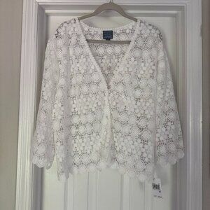NWT Rabbit Rabbit Rabbit Designs 3/4 Sleeve Shrug Women's 2X White